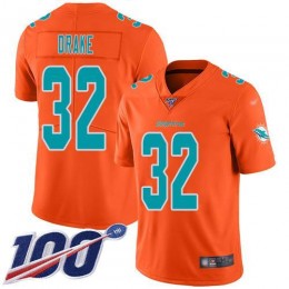 Miami Dolphins #32 Kenyan Drake Orange Men's Stitched NFL Limited Inverted Legend 100th Season Jersey