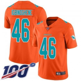 Miami Dolphins #46 Noah Igbinoghene Orange Men's Stitched NFL Limited Inverted Legend 100th Season Jersey