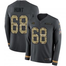 Miami Dolphins #68 Robert Hunt Anthracite Salute to Service Men's Stitched NFL Limited Therma Long Sleeve Jersey