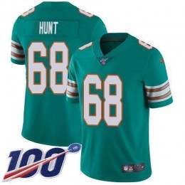 Miami Dolphins #68 Robert Hunt Aqua Green Alternate Men's Stitched NFL 100th Season Vapor Untouchable Limited Jersey