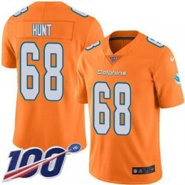 Miami Dolphins #68 Robert Hunt Orange Men's Stitched NFL Limited Rush 100th Season Jersey