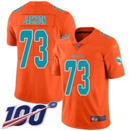 Miami Dolphins #73 Austin Jackson Orange Men's Stitched NFL Limited Inverted Legend 100th Season Jersey