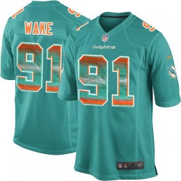 Miami Dolphins #91 Cameron Wake Aqua Green Team Color Men's Stitched NFL Limited Strobe Jersey