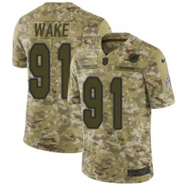 Miami Dolphins #91 Cameron Wake Camo Men's Stitched NFL Limited 2018 Salute To Service Jersey