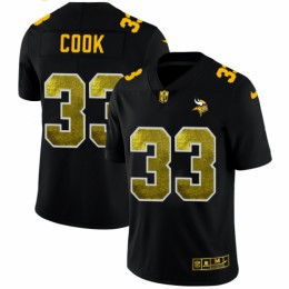 Minnesota Minnesota Vikings #33 Dalvin Cook Men's Black Golden Sequin Vapor Limited NFL Jersey