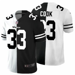 Minnesota Minnesota Vikings #33 Dalvin Cook Men's Black V White Peace Split Vapor Untouchable Limited NFL Jersey