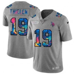 Minnesota Vikings #19 Adam Thielen Men's Multi-Color 2020 NFL Crucial Catch NFL Jersey Greyheather