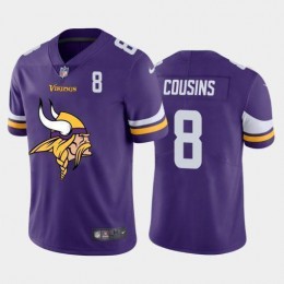 Minnesota Vikings #8 Kirk Cousins Purple Men's Big Team Logo Player Vapor Limited NFL Jersey