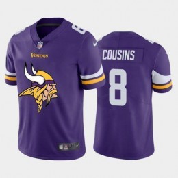 Minnesota Vikings #8 Kirk Cousins Purple Men's Big Team Logo Vapor Limited NFL Jersey