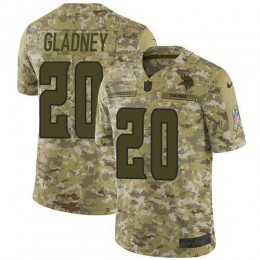 Minnesota Vikings #20 Jeff Gladney Camo Men's Stitched NFL Limited 2018 Salute To Service Jersey