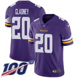 Minnesota Vikings #20 Jeff Gladney Purple Team Color Men's Stitched NFL 100th Season Vapor Untouchable Limited Jersey