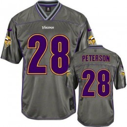 Minnesota Vikings #28 Adrian Peterson Grey Men's Stitched NFL Elite Vapor Jersey