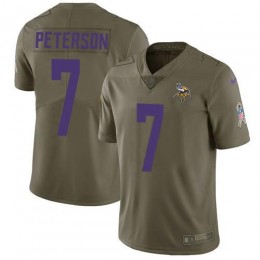 Minnesota Vikings #7 Patrick Peterson Olive Men's Stitched NFL Limited 2017 Salute To Service Jersey