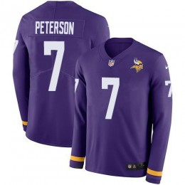 Minnesota Vikings #7 Patrick Peterson Purple Team Color Men's Stitched NFL Limited Therma Long Sleeve Jersey