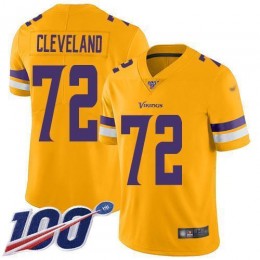 Minnesota Vikings #72 Ezra Cleveland Gold Men's Stitched NFL Limited Inverted Legend 100th Season Jersey