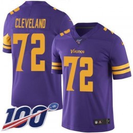 Minnesota Vikings #72 Ezra Cleveland Purple Men's Stitched NFL Limited Rush 100th Season Jersey