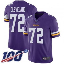 Minnesota Vikings #72 Ezra Cleveland Purple Team Color Men's Stitched NFL 100th Season Vapor Untouchable Limited Jersey