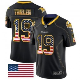 Vikings #19 Adam Thielen Black Men's Stitched NFL Limited Rush USA Flag Jersey