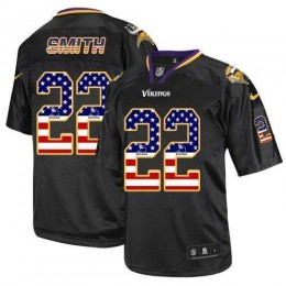 Vikings #22 Harrison Smith Black Men's Stitched NFL Elite USA Flag Fashion Jersey