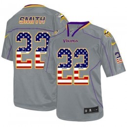 Vikings #22 Harrison Smith Grey Men's Stitched NFL Elite USA Flag Fashion Jersey