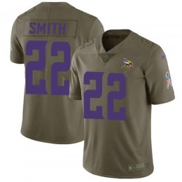 Vikings #22 Harrison Smith Olive Men's Stitched NFL Limited 2017 Salute To Service Jersey