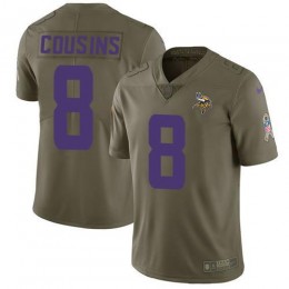 Vikings #8 Kirk Cousins Olive Men's Stitched NFL Limited 2017 Salute To Service Jersey