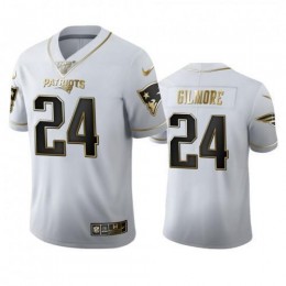 New England New England Patriots #24 Stephon Gilmore Men's White Golden Edition Vapor Limited NFL 100 Jersey