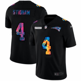 New England New England Patriots #4 Jarrett Stidham Men's Multi-Color Black 2020 NFL Crucial Catch Vapor Untouchable Limited Jersey