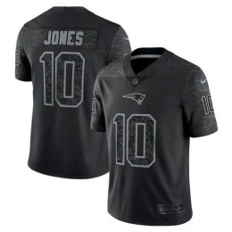New England Patriots #10 Mac Jones Black Men's NFL Black Reflective Limited Jersey