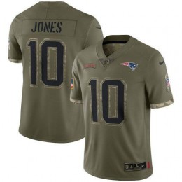 New England Patriots #10 Mac Jones Men's 2022 Salute To Service Limited Jersey – Olive