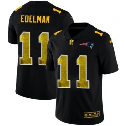 New England Patriots #11 Julian Edelman Men's Black Golden Sequin Vapor Limited NFL Jersey