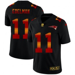 New England Patriots #11 Julian Edelman Men's Black Red Orange Stripe Vapor Limited NFL Jersey