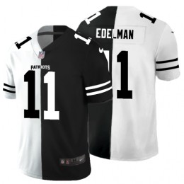 New England Patriots #11 Julian Edelman Men's Black V White Peace Split Vapor Untouchable Limited NFL Jersey
