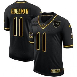 New England Patriots #11 Julian Edelman Men's 2020 Salute To Service Golden Limited NFL Jersey Black