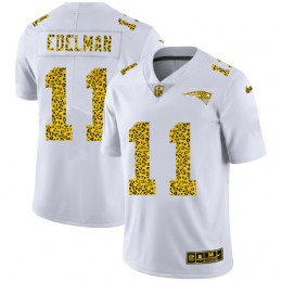 New England Patriots #11 Julian Edelman Men's Flocked Leopard Print Vapor Limited NFL Jersey White