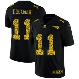 New England Patriots #11 Julian Edelman Men's Leopard Print Fashion Vapor Limited NFL Jersey Black