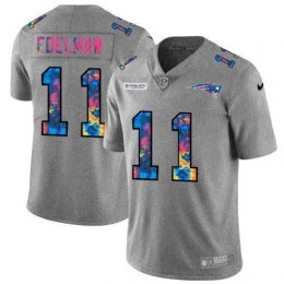 New England Patriots #11 Julian Edelman Men's Multi-Color 2020 NFL Crucial Catch NFL Jersey Greyheather