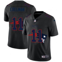 New England Patriots #11 Julian Edelman Men's Team Logo Dual Overlap Limited NFL Jersey Black