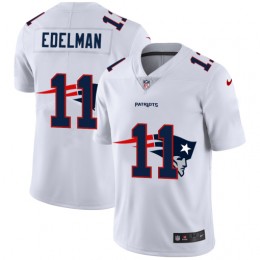 New England Patriots #11 Julian Edelman White Men's Team Logo Dual Overlap Limited NFL Jersey