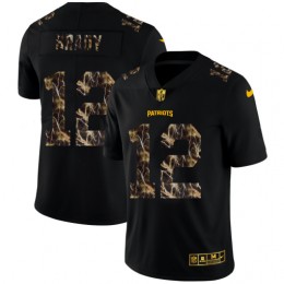 New England Patriots #12 Tom Brady Men's Black Flocked Lightning Vapor Limited NFL Jersey
