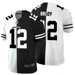 New England Patriots #12 Tom Brady Men's Black V White Peace Split Vapor Untouchable Limited NFL Jersey