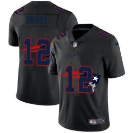 New England Patriots #12 Tom Brady Men's Team Logo Dual Overlap Limited NFL Jersey Black
