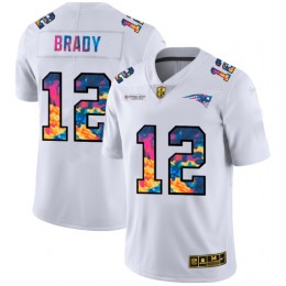 New England Patriots #12 Tom Brady Men's White Multi-Color 2020 NFL Crucial Catch Limited NFL Jersey