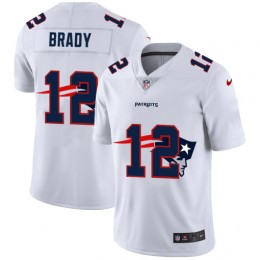 New England Patriots #12 Tom Brady White Men's Team Logo Dual Overlap Limited NFL Jersey