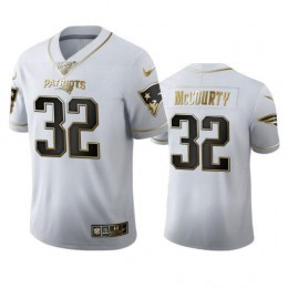 New England Patriots #32 Devin Mccourty Men's White Golden Edition Vapor Limited NFL 100 Jersey