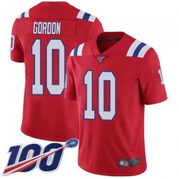 New England Patriots #10 Josh Gordon Red Alternate Men's Stitched NFL 100th Season Vapor Limited Jersey