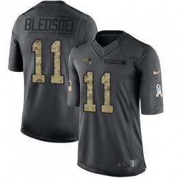 New England Patriots #11 Drew Bledsoe Black Men's Stitched NFL Limited 2016 Salute To Service Jersey