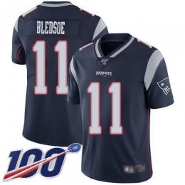 New England Patriots #11 Drew Bledsoe Navy Blue Team Color Men's Stitched NFL 100th Season Vapor Limited Jersey