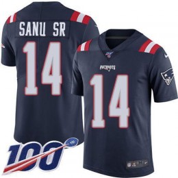 New England Patriots #14 Mohamed Sanu Sr Navy Blue Men's Stitched NFL Limited Rush 100th Season Jersey