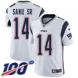 New England Patriots #14 Mohamed Sanu Sr White Men's Stitched NFL 100th Season Vapor Limited Jersey